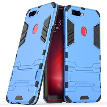 Imagem de MaiJin Capa para Oppo R11S (15.3 cm) 2 em 1 à prova de choque com recurso de suporte, capa protetora híbrida de camada dupla Armor Defender (azul)