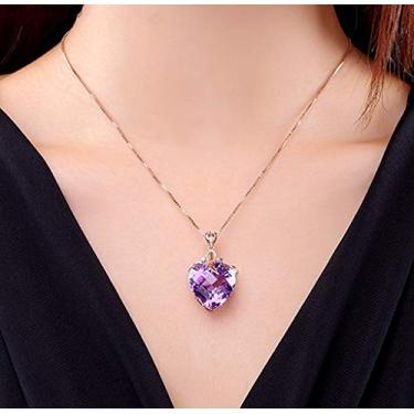 Imagem de Goldenchen Colar com pingente de coração infinito em ouro rosa 18 k feito com cristais ametista pedra do mês de nascimento para mulheres e meninas