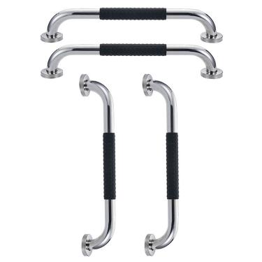 Imagem de Barra de Apoio Inox 30cm Superficie Antiderrapante Kit 4 unidades Banheiro Box Idoso Gestante Criança Cadeirante Acessibilidade