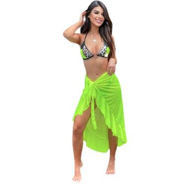 Imagem de Saída De Praia Saia Pareô Longa Amarrar Canga Verão Babado-Feminino