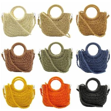 Imagem de Bolsa Meia Lua Palha Colorida Moda Praia Piscina Verão - On.shop, Amar