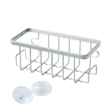 Imagem de Ｂｅｓｇａ Songe Sponge Suport Rack Rack com copo de sucção Organizador multifuncional Pia de pia de pia de pia de pia para trapos Scrubbers, Prata