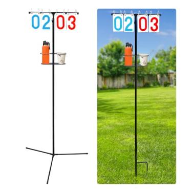 Imagem de SCOTTCHEN Pontuador Cornhole com suporte de bebida, placar Cornhole, marcador de pontuação ao ar livre para jogos de quintal, com suporte inferior substituível - 1 pacote