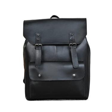 Imagem de Mochila retrô fashion para homens design de luxo mochilas masculinas mochila de viagem mochila para laptop bolsas masculinas(Black)
