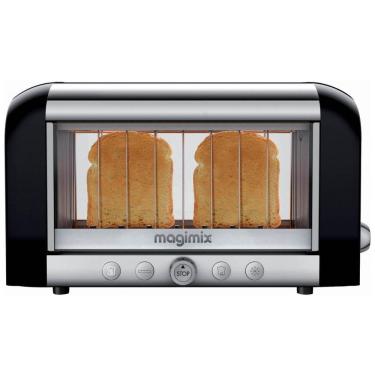 Imagem de Torradeira Elétrica 2 Fatias com 4 Níveis de Tostagem Função Descongelar e Bandeja de Migalhas Removível, 110V 1450W, Magimix, Preta