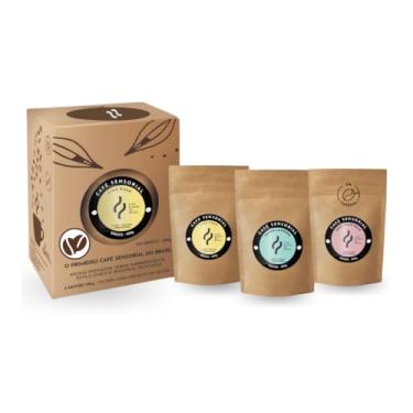 Imagem de Kit Café Sensorial Premium 300g Café Blends do Brasil Aromas 100% Naturais Sabores Exclusivos: Manhã Frutado Tarde Cítrico e Noite Floral Descafeinado Embalagem Premium com 3 Sachês de 100g Cada para Diferentes Momentos (300 gramas, Grãos)