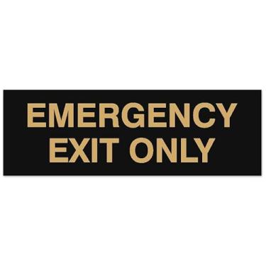 Imagem de Signs ByLITA Placa básica apenas para saída de emergência | Instalação fácil | Placa de parede ou porta durável (preta/dourada) - pequena