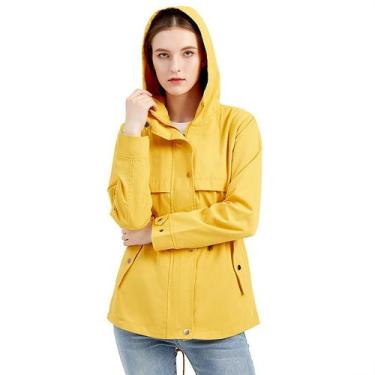 Imagem de Jaqueta Windbreaker Impermeável com Capuz - Amarela