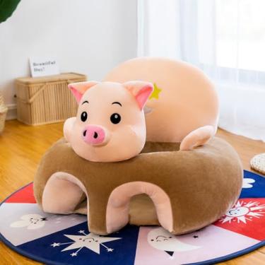 Imagem de SHEKAKO Assento de bebê para bebês a partir de 3 meses, assento de chão Sit Me Up para bebês, suporte de cabeça traseira de desenho animado para sentar sofá infantil, cadeira de pelúcia em forma de