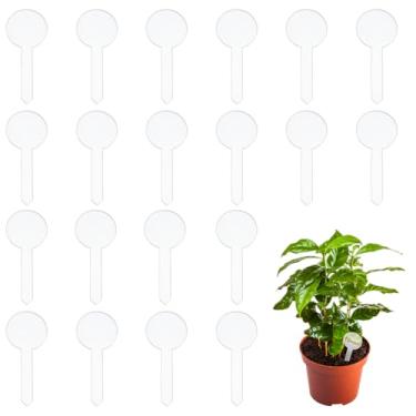 Imagem de BENECREAT 20 etiquetas de acrílico para plantas, etiquetas de plantas redondas transparentes para marcação, placas de plantas reutilizáveis à prova d'água, placa de nome para plantas, decoração de