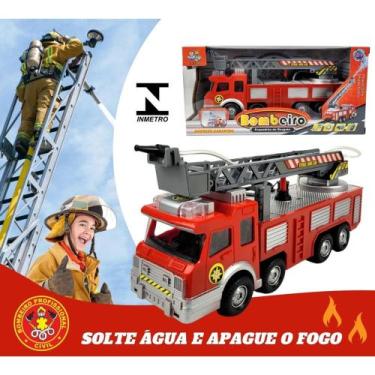 Imagem de Caminhão Bombeiro Lança Água Com Sirene Bate Volta Luz E Som - Enviamo