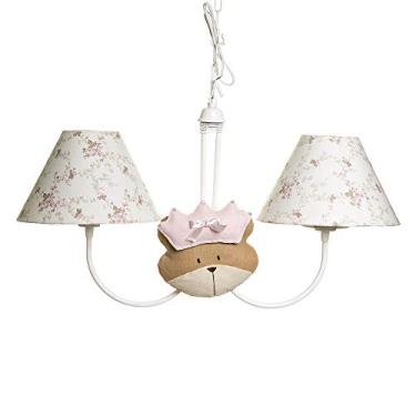 Imagem de Potinho de Mel Lustre com 2 Lâmpadas Simples com 2 Caras de Ursa Princesa, Quarto Bebê Infantil Menina