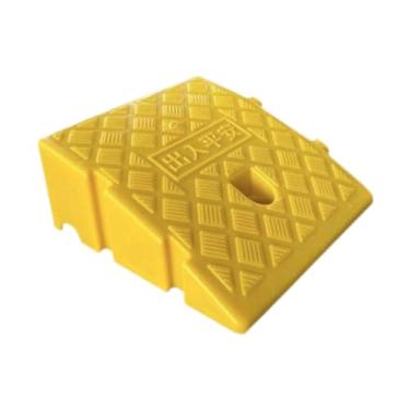 Imagem de harayaa Rampa de restrição de imóveis pesados ​​com a rampa de ponte de superfície texturizada portátil para carregar caminhões de carros de cadeira de rodas, Altura 11 Cm Amarelo