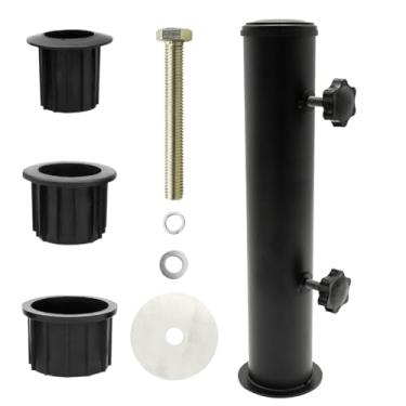 Imagem de LIDSCURA Suporte de base de guarda-chuva de pátio ao ar livre, suporte de guarda-chuva de mesa de aço inoxidável com 3 mangas de tubo, suporte de tubo de mastro de bandeira para jardim, quintal