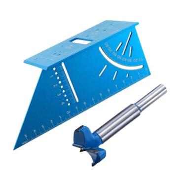 Imagem de Ioensy Ângulo Medição do régua régua régua transferidor versátil de alta precisão Liga de alumínio 45/90 graus para marcação de medição, Abridor de Orifícios de 26 Mm