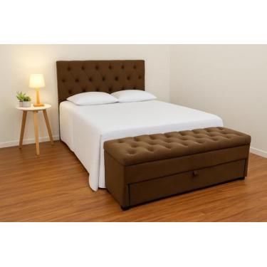Imagem de Kit Casal Baú Gaveta e Cabeceira Com Fixação no Box 140x117cm Na Cor M