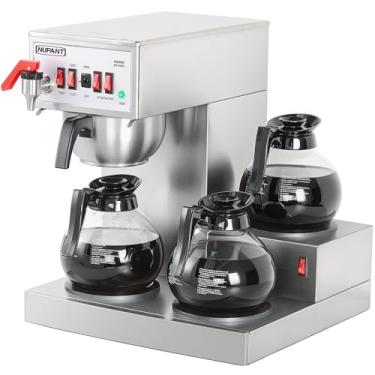 Imagem de NUPANT Cafeteira Comercial De 12 Xícaras, Com Enchimento Automático, Cafeteira Por Gotejamento, 3 Jarras De Vidro, 3 Aquecedores, Cafeteira De Aço Inoxidável Com Dispensador De Água Quente Para Rest