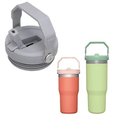 Imagem de Tampa de copo de substituição à prova de vazamento de 850 g e 590 ml com canudo - Apto para Stanley Iceflow Flip copo de 850 g, 590 ml (cinza, 590 ml e 850 g)