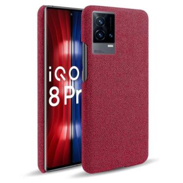Imagem de Capa para vivo iQOO 8 PRO,Capa desenhada em lona,Case Protetora Ultrafina com Empunhadura Macia,Design em Tecido Antichoque e Antiarranhões-Red