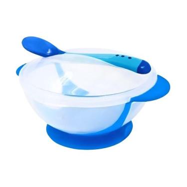 Imagem de Bowl com ventosa Turminha Guará Prato Infantil Azul + Colher