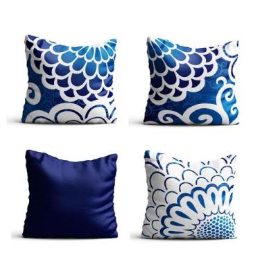 Imagem de 4 Capas de almofada  42x42  mandala azul e branco Atelier Valverde