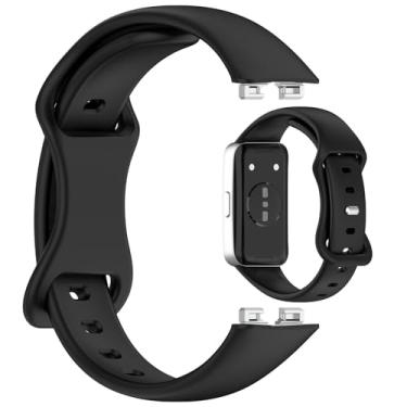 Imagem de MOTONG Pulseira de substituição compatível com Huawei Band 10 – Pulseira de silicone para relógio de pulso compatível com Huawei Band 10/9/8 (preto)