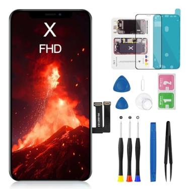 Imagem de FOOBONG Tela de substituição para iPhone X 5,8 polegadas FHD LCD painel de vidro frontal 3D Touch Display digitalizador montagem com kit de ferramentas de reparo adesivo à prova d'água, para modelo