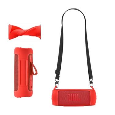 Imagem de Capa de silicone compatível com JBL Flip 7, caixa de som portátil, sem fio, resistente a subwoofer, resistente a quedas, alça de ombro ajustável, montanhismo, caminhadas, viagens ao ar livre