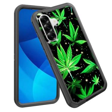 Imagem de GFEWYTJYJ Capa para Galaxy A56 5G, proteção total de 3 camadas à prova de choque, resistente, resistente, de alto impacto, capa rígida para Samsung Galaxy A56 5G 6,7 polegadas 2025, folhas de maconha