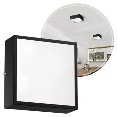 Imagem de 1x Plafon Lustre Sobrepor Quadrado P/ 2 Lâmpadas E27 MF209 (Preto)