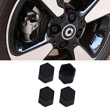 Imagem de SHIFENG Para Mercedes benz Smart 453 fortwo forfour tampa de proteção de porca de parafuso de roda de carro acabamento externo acessórios de carro pacote com 4 (preto)