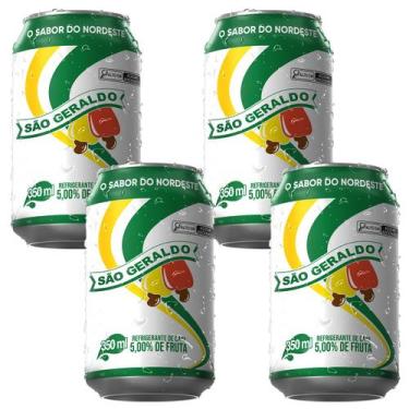Imagem de Refrigerante de Caju São Geraldo 350ml - Kit 4 Latas Cajuína