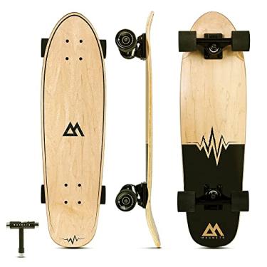 Imagem de Magneto Skate Cruiser – batimento cardíaco de 69,8 cm x 19 cm, deck de bordo canadense de 8 camadas – Kicktail duplo e rodas macias 78A suaves – Mini cruiser board para skate e cruzeiro