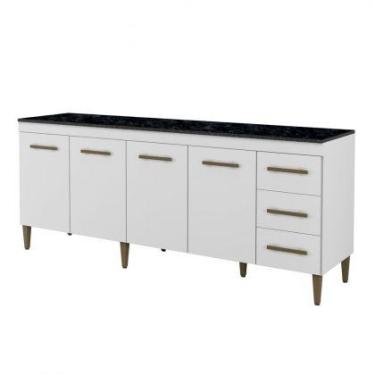 Imagem de Balcão Atenas 4 Portas e 3 Gavetas Kaiki Moveis - Kaiki Móveis, Branco