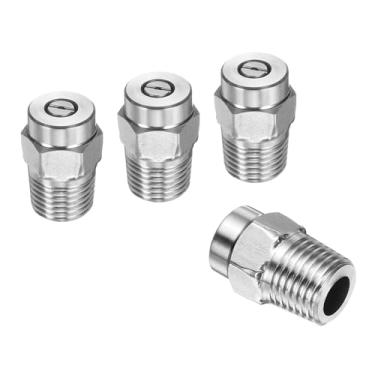 Imagem de HARFINGTON 4 peças ponta limpa superfície 40 graus 1/4 polegada NPT macho 1,311 orifício 4000 PSI aço inoxidável rosqueado lavadora de pressão bicos pulverizadores para pistolas de água vassoura de