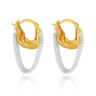 Imagem de Brincos pendentes de corrente de borla brilhante para mulheres, delicados em forma de U, brincos pendentes com franja, brincos geométricos com pingente de borla, joias, presentes de festa, Long, Metal