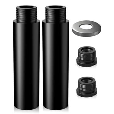 Imagem de Borenbuir Tubo De Extensão Para Suporte Microfone 2,99" 2 Peças 5/8" Extensor Liga Alumínio Parafusos Tubos Haste Com Adaptadores Metal Braço Mesa Shure Sm7B Mv7 Blue Yeti