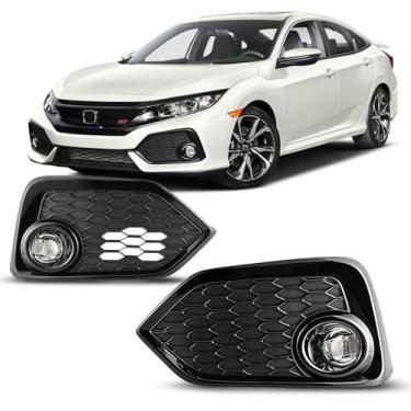 Imagem de AUTOFREE Faróis de neblina de LED adequados para Honda Civic Hatchback/Si 2017 2018 2019 Conjunto de lâmpadas de neblina incluído kit de fiação e interruptor - 1 par (lente transparente)