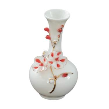 Imagem de Bothyi Vaso de cerâmica para flores, arranjo de flores, vaso de porcelana decorativo exclusivo, suporte para plantas para prateleira, decoração de mesa, Pescoço Longo Vermelho
