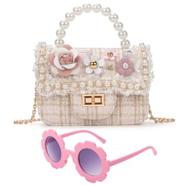 Imagem de LJCTULY Bolsa infantil para meninas de 2 a 14 anos, bolsa de presente para meninas de Natal, C - Branco, Flor