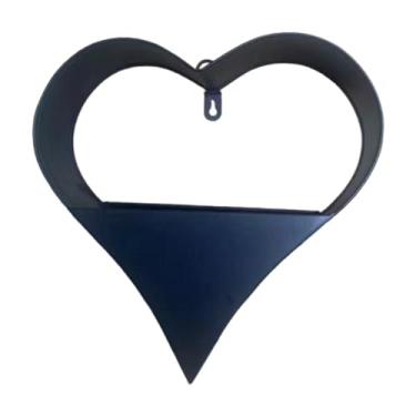 Imagem de Fenteer Vaso suspenso em formato de coração, enfeite de metal para ambientes internos e externos, para escritório, sala de estar, presentes de aniversário
