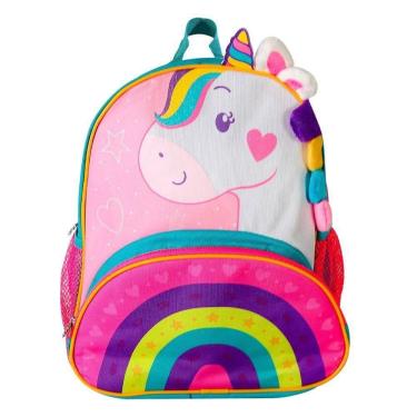 Imagem de Mochila Infantil Unicórnio Com Alças Bolsos E Design 3d