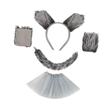 Imagem de Vaveren Conjunto de fantasia de lobo cosplay acessórios de fantasia de animal para festas temáticas infantis, com Saia