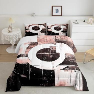 Imagem de Feelyou Conjunto de cama infantil de arte abstrata, tamanho Queen, geométrico, ultramacio, arte moderna, decoração de quarto