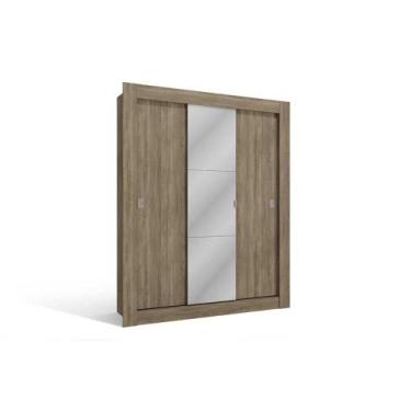 Imagem de Guarda Roupa Solteiro 3 Portas de Correr (1 c/ Espelho) H563 Nogal - K