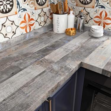 Imagem de STICKEEP Papel de parede de contato de madeira marrom, papel de parede autoadesivo de grão de madeira para armários de cozinha, bancadas, papel de parede amigável para locatários 45 x 299 cm