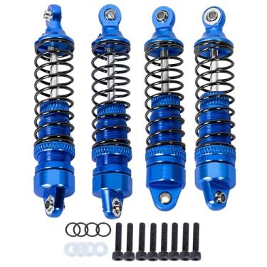 Imagem de hopsupRC Amortecedor de amortecedor RC de alumínio completo para ARRMA 1/18 Granito Grom Mega 380 escovado 4x4 Monster Truck RTR, amortecedor dianteiro traseiro montado, 4 peças, azul marinho
