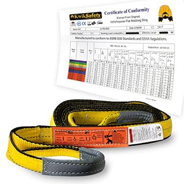Imagem de KwikSafety - Charlotte, NC – Mighty Sumo 2" x 8' Poly Web Sling Lifting Strap Construction ASME OSHA / Gargantilha vertical de 2,313 kg 2,313 kg Cesta/Equipamento de elevação de reboque móvel de 5806 kg