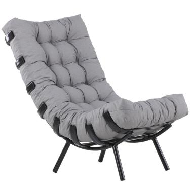 Imagem de Kit Puff Almofada Decorativo + Poltrona Costela Alumínio