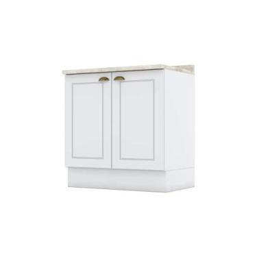 Imagem de Balcão Modulado 80cm com Tampo 2 Portas Emily Henn, Branco Fosco